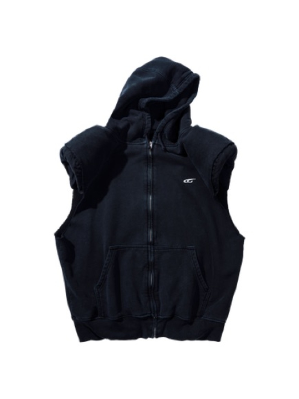 Men's Sleeveless Hooded Zip-Up Sweatshirt - Black
